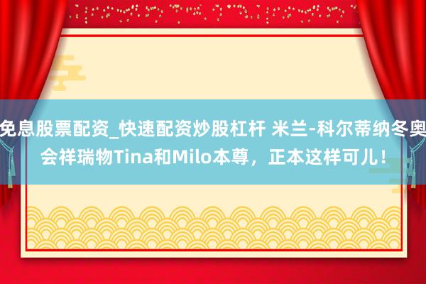免息股票配资_快速配资炒股杠杆 米兰-科尔蒂纳冬奥会祥瑞物Tina和Milo本尊，正本这样可儿！